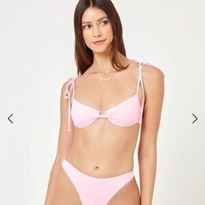 BRAND NEW w/ TAGS L*Space Pink Bikini Set with Adjustable Straps